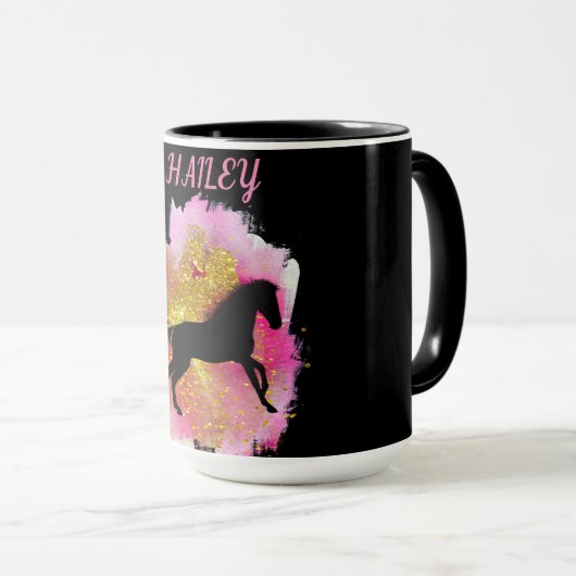 SPARKLING BLACK HORSE PERSONALISIERTE COMBO-TASSE TASSE (VorderseiteRechts)