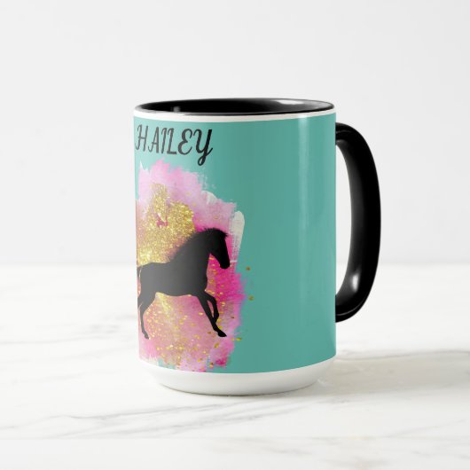 SPARKLING BLACK HORSE PERSONALISIERTE COMBO-TASSE TASSE (VorderseiteRechts)