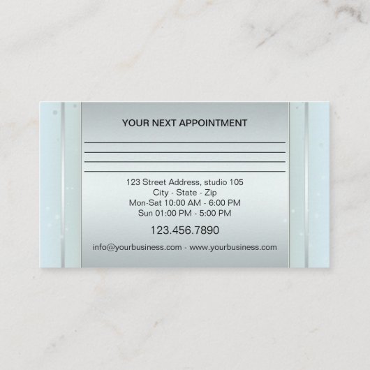 Sparkling Blue Beauty Termin Business Card (Rückseite)