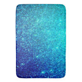 Sparkling Blue Glittery Ombre Aquamarin farbenfroh Badematte (Vorderseite Vertikal)