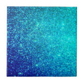 Sparkling Blue Glittery Ombre Aquamarin farbig Nie Fliese (Vorderseite)