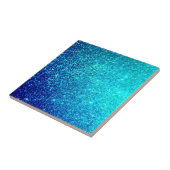 Sparkling Blue Glittery Ombre Aquamarin farbig Nie Fliese (Seite)