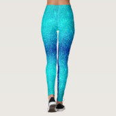 Sparkling Blue Glittery Ombre Aquamarin Ombre Colo Leggings (Rückseite)