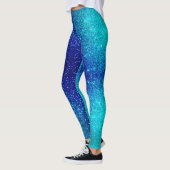 Sparkling Blue Glittery Ombre Aquamarin Ombre Colo Leggings (Links)