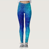 Sparkling Blue Glittery Ombre Aquamarin Ombre Colo Leggings (Vorderseite)