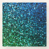 Sparkling Blue Green Glittery Geschenk farbenfroh Glasuntersetzer (Vorderseite)