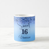 Sparkling Blue Imitats Glitzer Sweet 16 Kaffee Tas Kaffeetasse (Mittel)