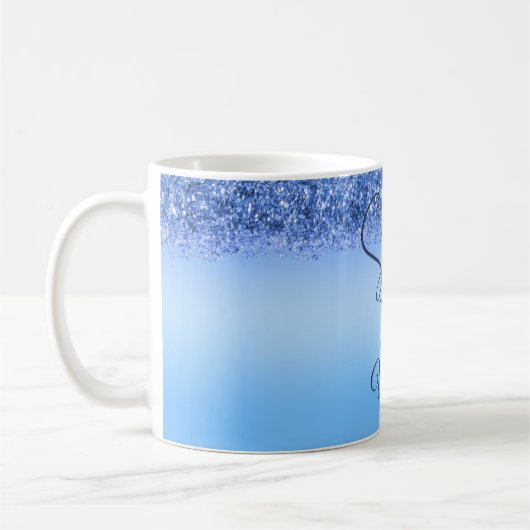 Sparkling Blue Imitats Glitzer Sweet 16 Kaffee Tas Kaffeetasse (Links)
