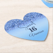 Sparkling Blue Imitats Glitzer Sweet 16 Party Untersetzer (angewinkelt)