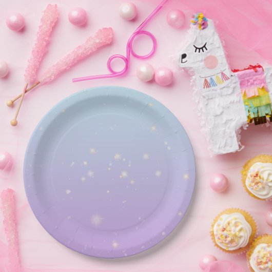 Sparkling Blue Lila Gradient Ombre Pappteller (Party)