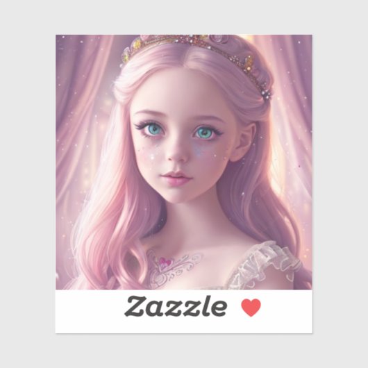 Sparkling Blue Mit Augen Princess Girl Aufkleber (Blatt)