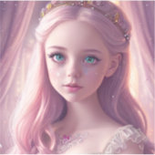 Sparkling Blue Mit Augen Princess Girl Aufkleber (Vorderseite)