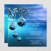 Sparkling Blue Moderne Weihnachts-Party Einladung (Vorne/Hinten)