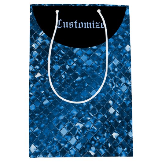 Sparkling Blue Mosaic Muster Geschenktasche Mittlere Geschenktüte (Vorderseite)