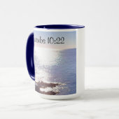 Sparkling Blue Ocean Sessings Bible Verse Tasse (Vorderseite Links)