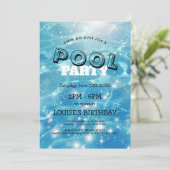 Sparkling Blue Water I Pool Party Einladung (Stehend Vorderseite)