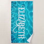 Sparkling Blue Waters Personalisiert Strandtuch (Vorderseite)
