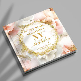 Sparkling Blush Ivory Gold Birthday Gästebuch