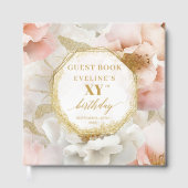 Sparkling Blush Ivory Gold Birthday Gästebuch (Vorderseite)