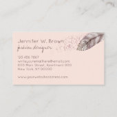 Sparkling Boho Girly rot Rosa Feather Visitenkarte (Rückseite)