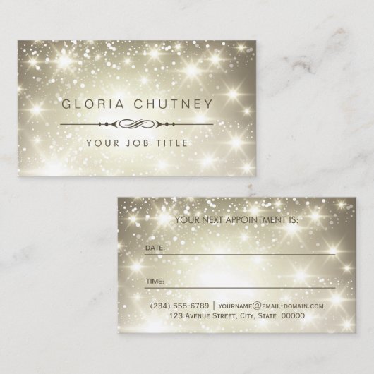 Sparkling Bokeh Glitzer-Terminierungskarte Terminkarte (Vorne/Hinten)