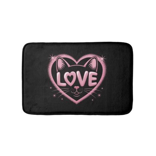 Sparkling Cat Love Badematte (Vorderseite)