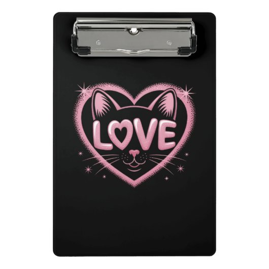 Sparkling Cat Love Mini Klemmbrett (Vorderseite)