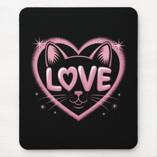 Sparkling Cat Love Mousepad (Vorne)