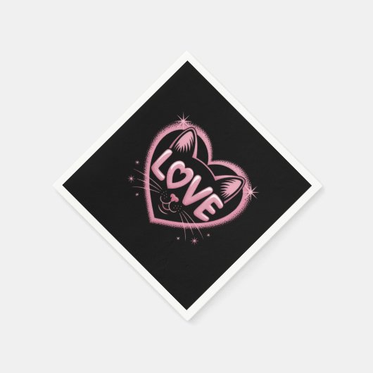 Sparkling Cat Love Serviette (Ecke)