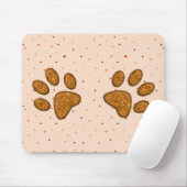 Sparkling Cat Paw Print - Orange Mousepad (Mit Mouse)