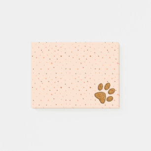 Sparkling Cat Paw Print - Orange Post-it Klebezettel