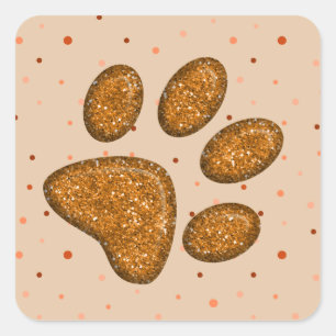 Sparkling Cat Paw Print - Orange Quadratischer Aufkleber