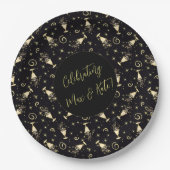 Sparkling Celebration Gold & Black Customizable Pappteller (Vorderseite)
