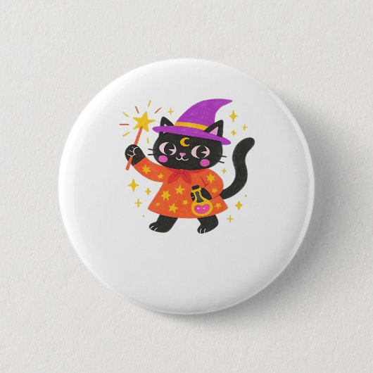 Sparkling Celestial Kitty Hexe Classic T - Shirt Button (Vorderseite)