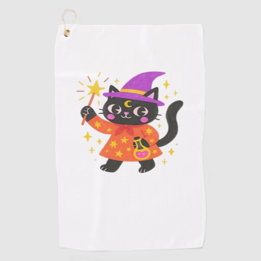 Sparkling Celestial Kitty Hexe Classic T - Shirt Golfhandtuch (Vorderseite)