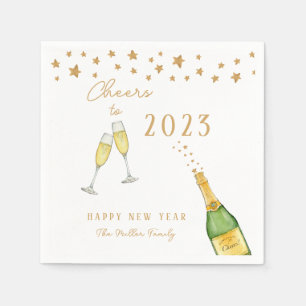 Sparkling Champagner zum Neujahrsfest-Party Serviette