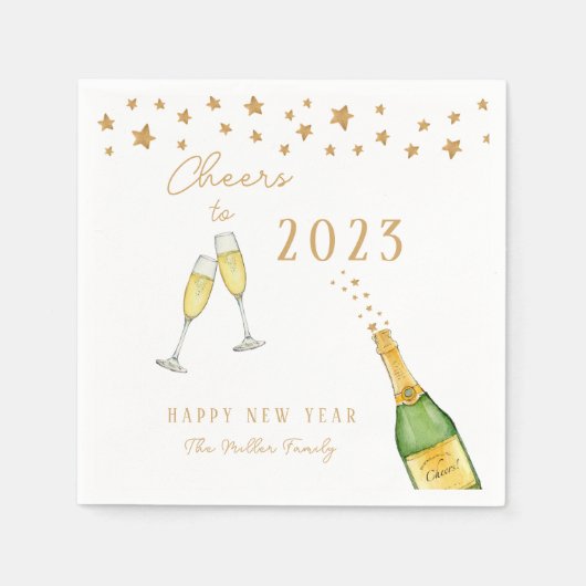 Sparkling Champagner zum Neujahrsfest-Party Serviette (Vorderseite)