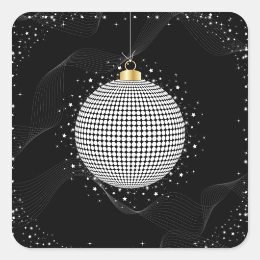 Sparkling Christmas Bauble Quadratischer Aufkleber (Vorderseite)