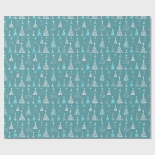 Sparkling Christmas Trees Muster Aquamarin ID844 Geschenkpapier (Flach)