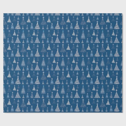 Sparkling Christmas Trees Muster Blue ID844 Geschenkpapier (Flach)