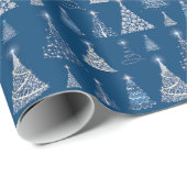 Sparkling Christmas Trees Muster Blue ID844 Geschenkpapier (Rolleneckpunkt)