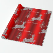 Sparkling Diamond Reindeer Red Christmas Geschenkpapier (Ungerollt)