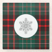 Sparkling Diamond Snowflake Weihnachten Rotes Grün Glasuntersetzer (Vorderseite)