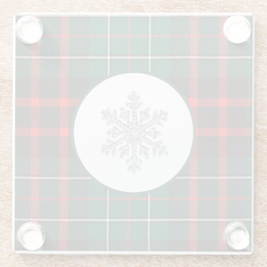 Sparkling Diamond Snowflake Weihnachten Rotes Grün Glasuntersetzer (Rückseite)