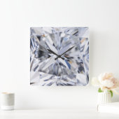 Sparkling Diamond Textur April Birthstone Quadratische Wanduhr (Zuhause)