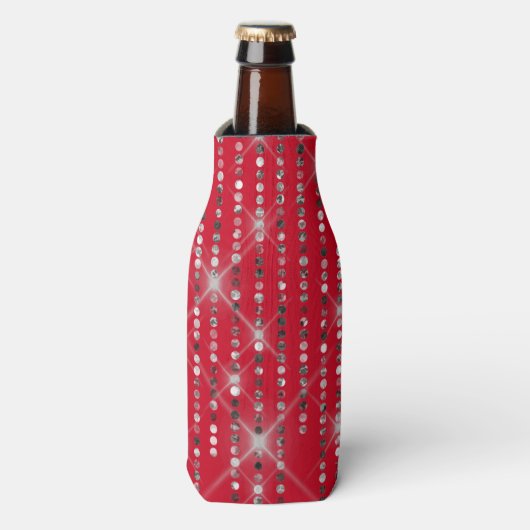 Sparkling Diamonds auf Red Can Cooler Flaschenkühler (Flaschenvorderseite)