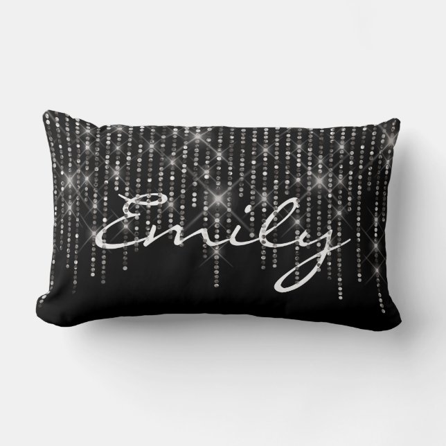 Sparkling Diamonds auf schwarz Lendenkissen (Vorderseite)