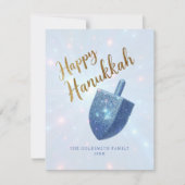 Sparkling Dreidel Hanukkah Holiday Card Feiertagskarte (Vorderseite)