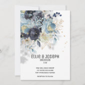 Sparkling Dusty Blue & Plum Wedding Einladung (Vorderseite)