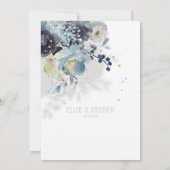 Sparkling Dusty Blue & Plum Wedding Einladung (Rückseite)